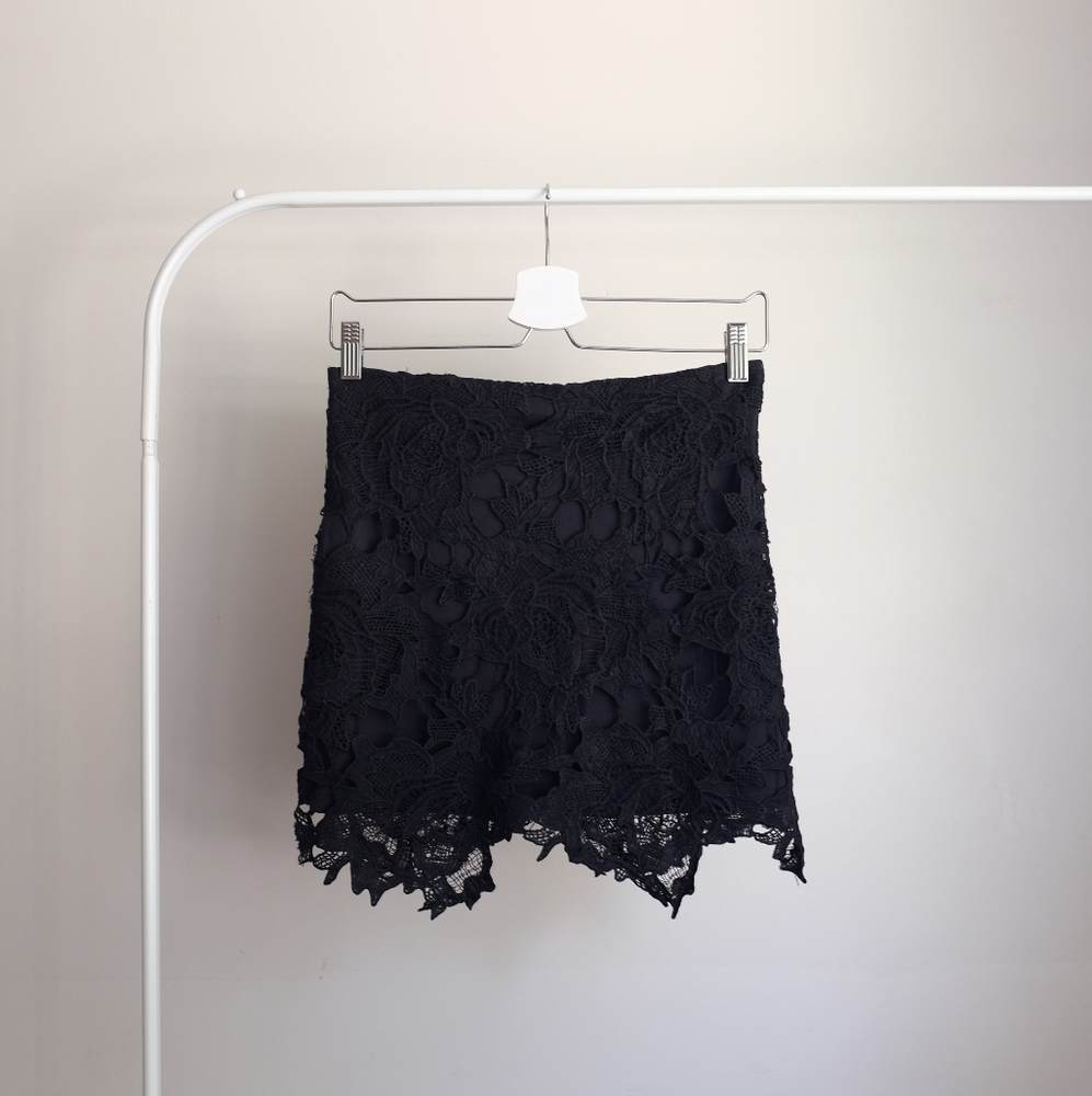 Black lace pencil skirt